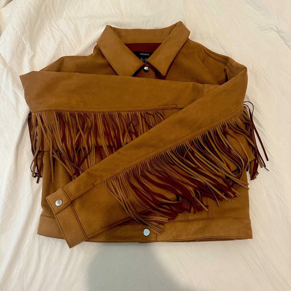 Tan fringe jacket!!! Size Medium!!